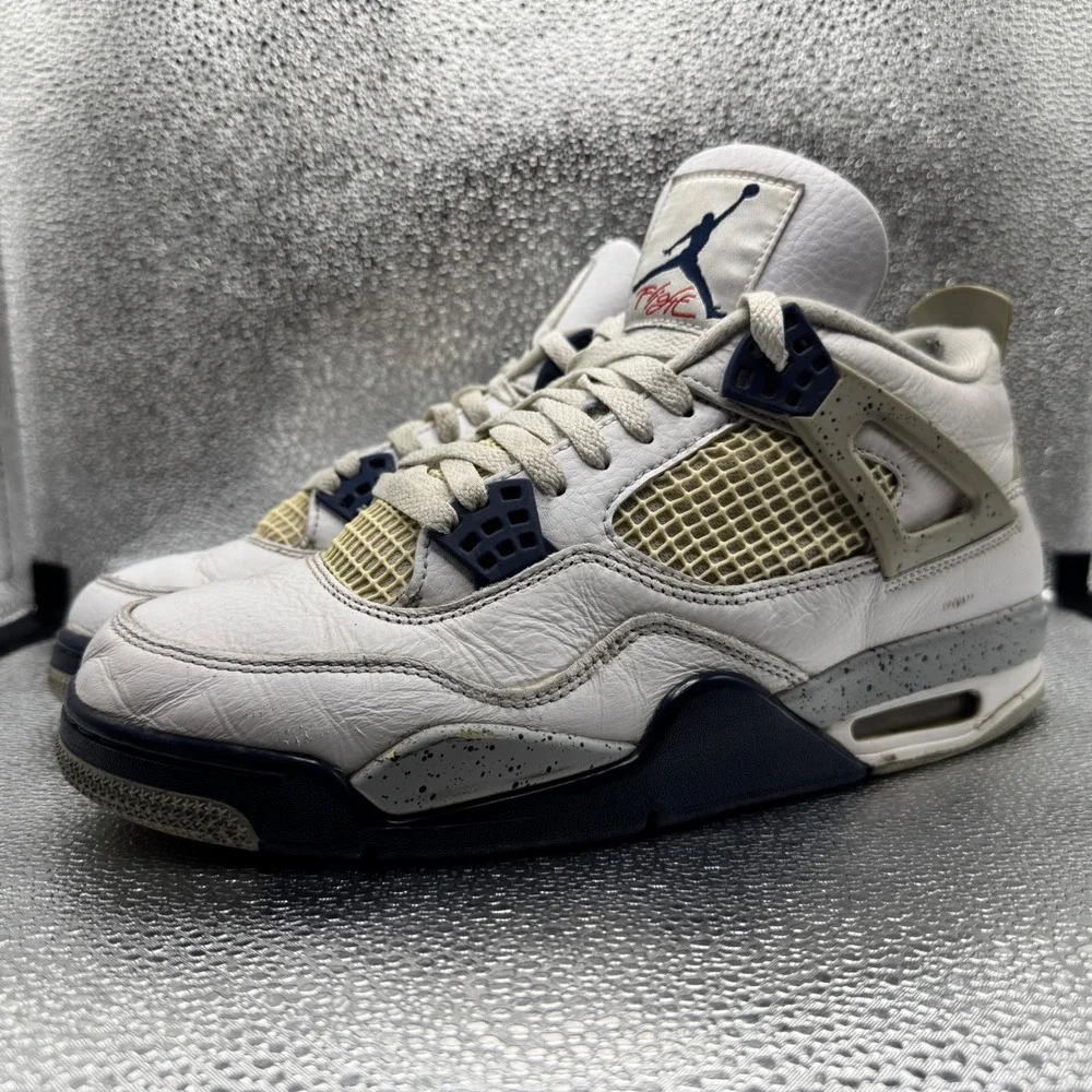 Size 10 Jordan 4 Retro Midnight Navy Mens White Good DH6927-140 Cement Print